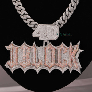 Pendentif de fête pour homme de luxe style Hip Hop, en forme de lettre à 40 blocs, plaqué argent 925 avec diamant de laboratoire - Product Image 1