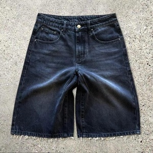 ผู้ผลิตกางเกงยีนส์ Pure Jean's Denim ผลิตเสื้อผ้าสตรีทแวร์ กางเกงยีนส์ขาสั้นผู้ชายสไตล์วินเทจแบบสั่งทำพิเศษ ประดับด้วยคริสตัล กางเกงยีนส์ขาสั้น AI-SH-35 - Product Image 4