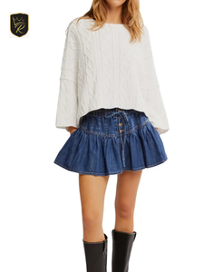 Jupe en jean pour femme tendance, haute qualité, personnalisée, vintage, formelle, hiver, écologique, respirante, taille boutonnée - Product Image 2