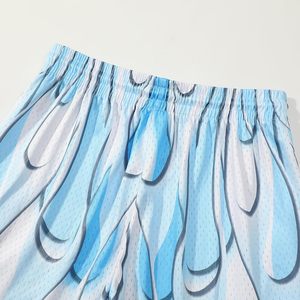 Shorts de basketball pour femmes en mesh bleu clair, avec cordon de serrage, respirants, imprimés par sublimation, vêtements de sport d'été, coupe classique - Product Image 4