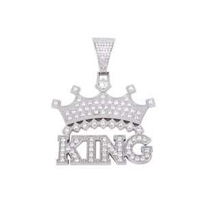 Moissanite Diamond Pendant 925 Silver Gold Plated King Crown Necklace <b>Iced</b> <b>Out</b> Cuban <b>Chain</b> Hip Hop Jewelry Luxury Gift - Product Image 6