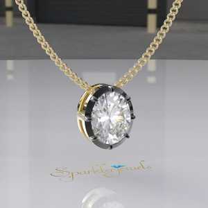 Collier pendentif en moissanite à taille octogonale géométrique, style géorgien, en or massif 14 carats plaqué rhodium, pour événements chrétiens - Product Image 4
