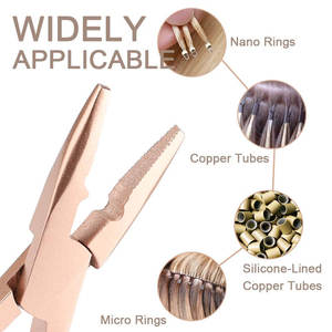 Pince à extensions capillaires en métal pour pose et retrait, couleur or rose, réglable, kit d'outils de coiffure illimité - Product Image 4