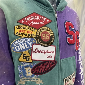 เสื้อฮู้ดซิป Snowgrace ผ้าเฟรนช์เทอร์รี่ ดีไซน์แบบ Patchwork สไตล์ Unisex สำหรับใส่ในฤดูใบไม้ร่วง - Product Image 5