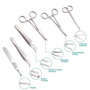 Kit de pratique de suture réutilisable, kit de simulation de suture chirurgicale avec peau d'entraînement en silicone et instruments en acier inoxydable - Product Image 1