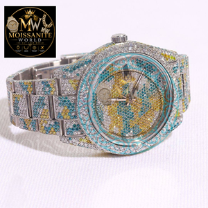 Montre de luxe unisexe à quartz avec diamants, boîtier carré en acier inoxydable 41 mm, affichage de la date automatique, résistante à l'eau, fermoir pliant, saphir - Product Image 4