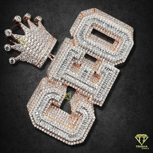 Collier pendentif couronne de PDG personnalisé de luxe, style hip-hop rap, entièrement serti de pierres, chaîne bling, bijou statement pour homme - Product Image 5