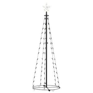 Sapin de Noël moyen avec lumières en PVC noir et métal blanc chaud pour une décoration festive - Product Image 2