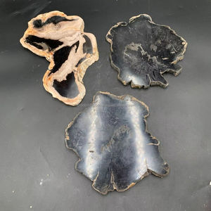 Wholesale Petrified <b>Wood</b> <b>Slice</b> 2 Sides Gemstones High Quality Handicrafts Carved Smooth Shape Indonesian Healing - Product Image 1