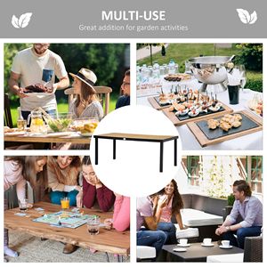 "Aluminum Frame 8-Person Rectangular Patio <b>Table</b> with HDPE Wood Top & Non-Slip Foot Pads" - Product Image 6