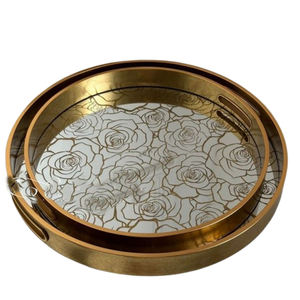 Plateau d'appoint de table en aluminium plaqué or au design irrégulier en forme de feuille, pour cuisine et salle à manger - Product Image 6