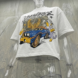 Snowgrace Cartoon Car Print Men's Short Sleeve T-Shirt Regular Fit O-Neck Cotton Jersey Casual Style - Product Image 3