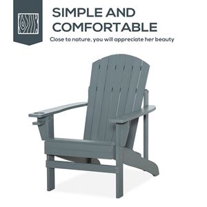 Sedia Adirondack Oversize Grigio Scuro con Portabicchieri per Uso Esterno, Falò, Portico, Patio o Giardino - Product Image 4