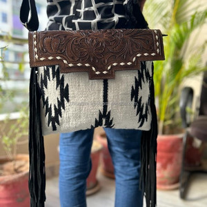 Nouveau sac à main de couverture selle élégant occidental bracelet en cuir usiné sacs latéraux aztèques de haute qualité sac sculpté à la main coloré Vintage - Product Image 2