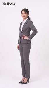 Traje Gris Minimalista de Lana Elástica ANIMA para Mujer, Repelente al Agua, Transpirable, para Reuniones Ejecutivas, Estilo Global - Product Image 4