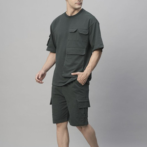 Conjunto de Camiseta y Pantalones Cortos Transpirables para Hombre, 100% Algodón Orgánico de Alta Calidad, Conjunto Deportivo de Verano para Hombre - Product Image 3