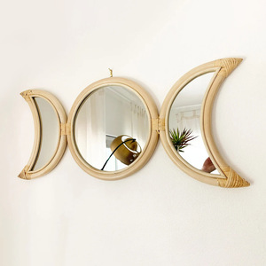 Hermosos espejos de ratán en forma de media luna, hechos a mano, espejo de pared en forma de creciente, el más vendido, decoración para el hogar - Product Image 5