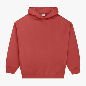 Sudadera con Capucha Roja Unisex de Poliéster/Rayón, Ecológica, Corte Holgado, Estilo Minimalista, Informal, con Bolsillo Canguro - Product Image 1