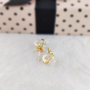 Pendientes Pequeños con Cristales de Gemas |   Pendientes de Piedras de Nacimiento Lisos con Baño de Oro para Mujer, Venta al Por Mayor - Product Image 1
