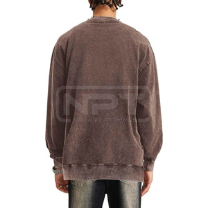 Sudaderas de algodón mezclado con lavado ácido de color personalizado para hombre, ropa de moda, tallas grandes, nuevo diseño, sudaderas con lavado ácido. - Product Image 5