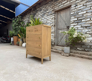 Juego de dormitorio estilo rústico francés, mesa de comedor de madera antigua, madera maciza de roble, nogal, aliso, acacia y pino de Vietnam. - Product Image 1