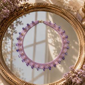 Collar Romántico Morado con Cuentas, Cristales en Forma de Gota de Agua y Perlas de Imitación para Mujer, Joyería de Boda de UO Craft - Product Image 2