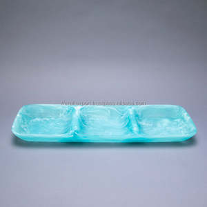 Bandeja de resina epoxi Aqua azul, superventas, regalo de Navidad, decoración de la casa, bandeja de servidor de Navidad rodante, bandeja de 3 secciones para el hogar - Product Image 1