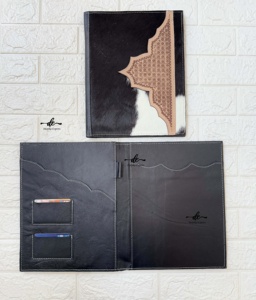 New Hair On Hide Cowhide Leather Business Planner Portfolio High Quality File <b>Folder</b> Document <b>Folder</b> Binder With <b>Card</b> Holder - Product Image 4