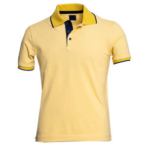 <b>Men's</b> <b>Yellow</b> Solid Color Short Sleeve Polo <b>Shirt</b> Cotton Pique Casual Breathable Knitted Regular Fit Polo <b>Shirt</b> <b>for</b> <b>men</b> - Product Image 1