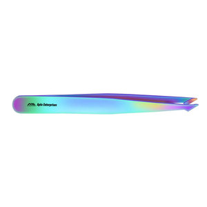 Stainless Steel Eyebrow Tweezers for Women Rainbow Finish Eyebrow Clipper Precision Shaping Grooming <b>Tool</b> <b>with</b> OEM Color Options - Product Image 3
