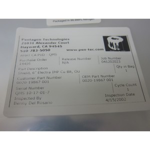 AMAT 0020-19867, Shield 6" Electra Imp, CU, BLT, OU - อุปกรณ์และอะไหล่เซมิคอนดักเตอร์ระดับโลกที่เชื่อถือได้ - Product Image 6