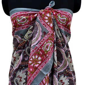 Foulard en coton imprimé Paisley Block multicolore fait à la main, voile haut sarong indien, châle paréo de créateur pour l'été - Product Image 2