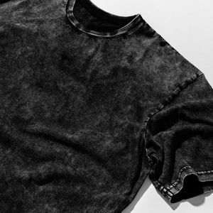 T-shirt personnalisé avec logo imprimé, effet délavé, en jersey 100% coton épais, coupe épaules tombantes, séchage rapide, pour la vente en gros - Product Image 4