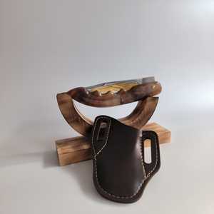 Navaja Plegable Multiusos con Hoja de Acero de 20.8cm, Punta de Gota, Perilla de Pulgar, Mango de Madera, Diseño Artístico, 0.5mm, 6.7in de Longitud Total, Afilada - Product Image 3