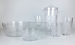 Verres à boire en plastique vintage Jack Worth Diamond Design, capacité de 16,7 oz, résistants aux chocs, pour mariage et usage domestique - Product Image 5