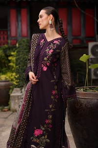Famous designer ladies winterwear kameez shalwar <b>Linen</b> fabric pakistani style suits for women embroidered printed lenin - Product Image 3