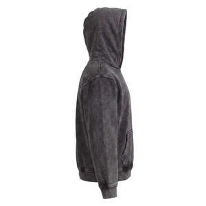 Sudadera con capucha de mezclilla vintage para hombre, lavado a la piedra, estilo pesado, con media cremallera, chaqueta de mezclilla oversize con mangas cargo, ideal para invierno. - Product Image 3