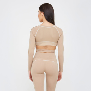 Ensemble 2 pièces de leggings de yoga Bnice tendance pour femme, en dentelle unie, taille haute, respirant, en Spandex/Nylon, effet push-up, pour le fitness - Product Image 5