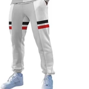 Men's <b>White</b> Hooded Tracksuit Set Full Sleeve Striped Casual <b>Joggers</b> With Side Pockets Breathable Autumn Wear - Product Image 6