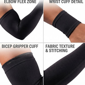 Manchons de compression unisexes à prix de gros, idéaux pour la course et le cyclisme, en tissu extensible léger, équipement de compression athlétique, logo personnalisé - Product Image 4