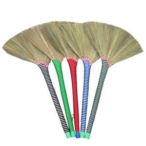 High-Quality Natural Grass Straw <b>Broom</b>, Lightweight Soft Sweeper with Plastic <b>Handle</b> for Floor, Yard & Patio - Product Image 1