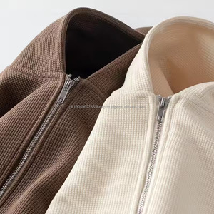 เสื้อฮู้ดถักวาฟเฟิลสำหรับผู้ชายและผู้หญิงไซส์พิเศษซิป400 GSM สำหรับฤดูใบไม้ผลิ - Product Image 1