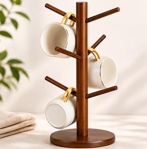Soporte de Madera Ecológico para Tazas con 6 Ganchos, Ahorra Espacio, para Almacenamiento en la Encimera de la Cocina - Product Image 4