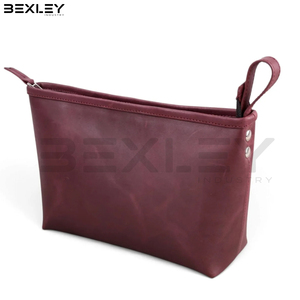 Bolsa de cosméticos de cuero color burdeos al por mayor con cierre de cremallera, bolsa de almacenamiento de maquillaje con logotipo personalizado para mujeres, servicio OEM ODM - Product Image 3