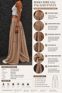Boho Flowy High Waist Palazzo <b>Pants</b> for Women Cotton Wide Leg Trousers with Tassel Tie Perfect Beach Festival Yoga Clothes - Product Image 3