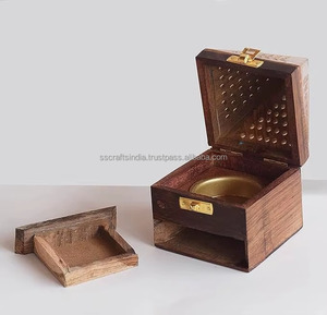 Wholesale <b>Rustic</b> Wooden Bakhoor Burner for Aromatherapy for Office <b>Desk</b> & Creative Spaces Religious Use Export Price Available - Product Image 1