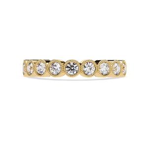 แหวนเพชรทรงกลมแบบฝังขอบทองคำแท้ 14k สำหรับผู้หญิง ดีไซน์คลาสสิกเรียบง่าย สามารถสวมซ้อนกันได้ เหมาะสำหรับเป็นของขวัญในวันครบรอบแต่งงาน - Product Image 1
