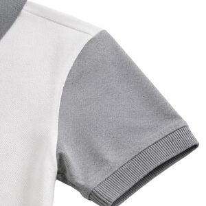 Ensemble polo et short pour homme blanc et gris clair, poche contrastante, tenue décontractée d'été en deux pièces, logo personnalisé, vêtements de sport haut de gamme - Product Image 6