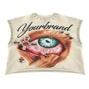 Camiseta sin Mangas para Hombre de Alta Calidad, con Estampado Digital Personalizado, Lavado Ácido, Estilo Vintage, 100% Algodón, con Bajo sin Rematar - Product Image 2
