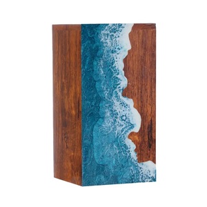 Handcrafted Rosewood Cremation Urn Ocean Wave Resin Inlay, Engraved <b>Memorial</b> <b>Keepsake</b> - Product Image 1